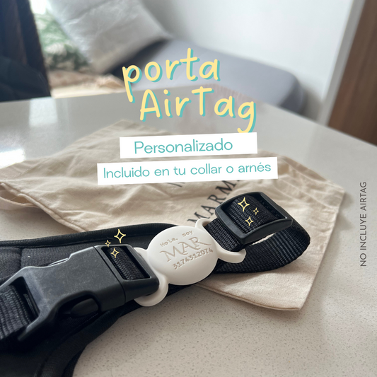 ARNÉS CONFORT + PORTA AIRTAG PERSONALIZADO